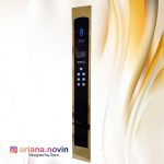 86- شستی داخل کابین پوش باتن پلکسی با فریم استیل طلایی