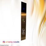 98-شستی آسانسور  داخل کابین طرح میتسوبیشی استیل طلایی خشدار کلید LG