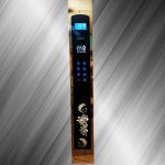 19- شستی احضار داخل کابین شیشه سکوریت فریم استیل طلایی میرور نمراتور لاتیس افقی آبی لمسی