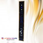 43- شستی احضار داخل کابین شیشه سکوریت فریم استیل طلایی میرور نمراتور سگمنت طرح ریزشی تلفن لمسی کلید لمسی