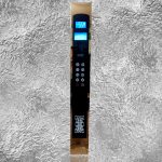 6- شستی احضار داخل کابین نمراتور لاتیس فوتوفریم 8 اینچ عکس و فیلم لمسی شیشه سکوریت فریم استیل طلایی میرور