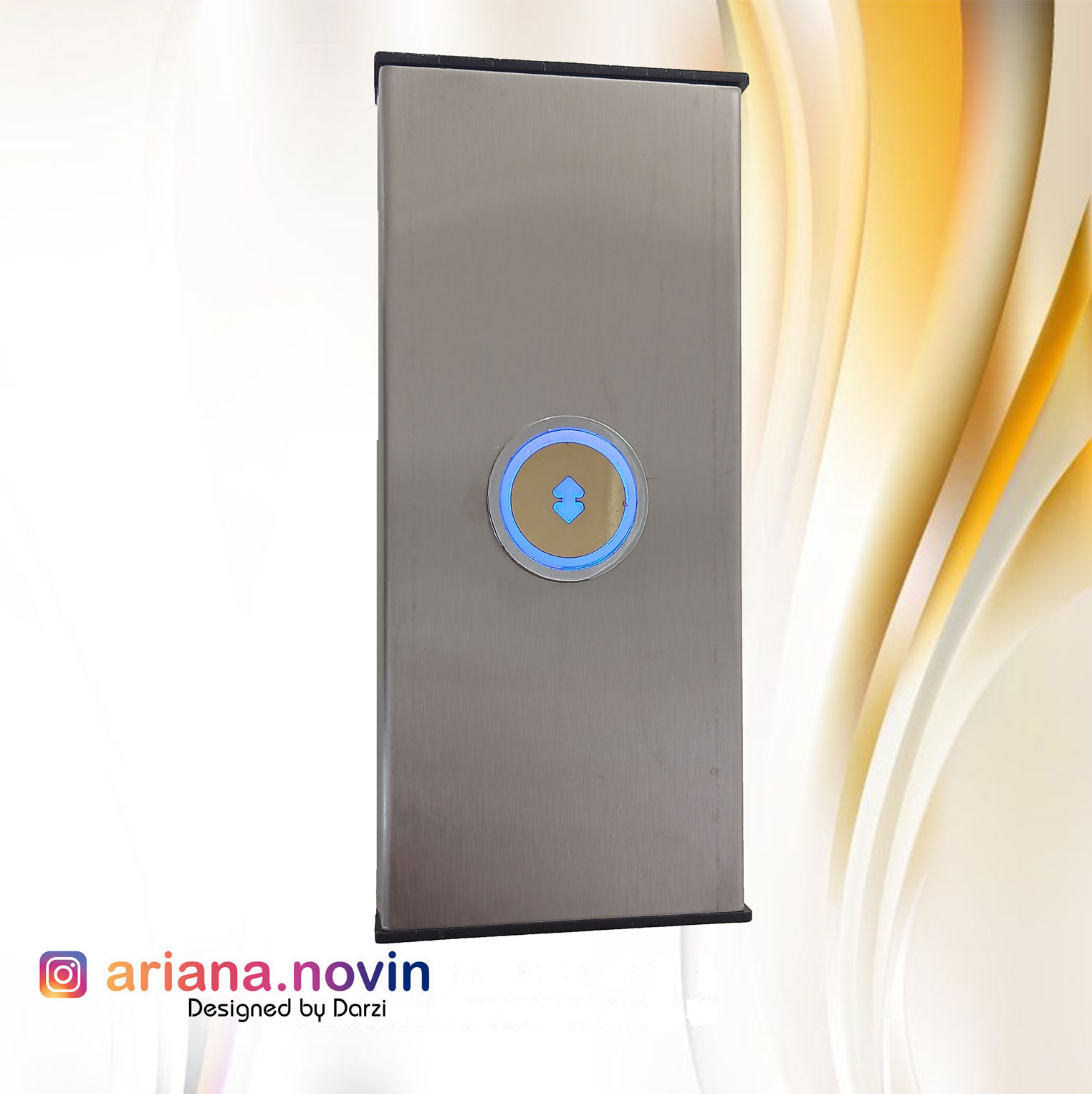 64- شستی بالابری تک کلید تمام استیل نقر‌ه‌ای خشدار