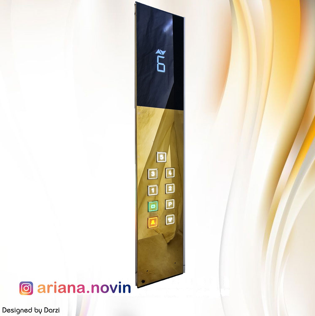 107-شستی احضارداخل کابین یک متری استیل طلایی کلیدمربعb101