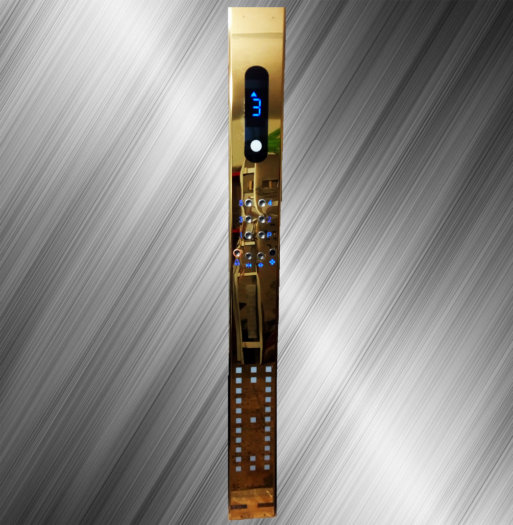 2-شستی احضار داخل کابین طرح معمولی نمراتور سگمنت کلید 204 لیزری استیل طلایی میرور